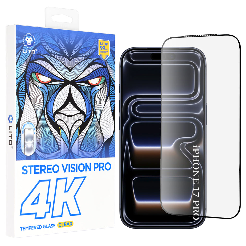 Schutzfolie Lito D+ Max 4K für Apple iPhone 17 Pro, Gehärtetes Glas, Vollverklebung, Schwarz