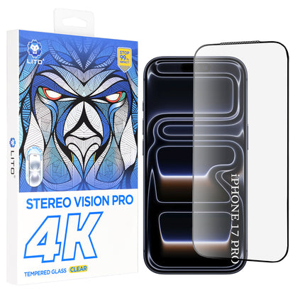 Schutzfolie Lito D+ Max 4K für Apple iPhone 17 Pro, Gehärtetes Glas, Vollverklebung, Schwarz