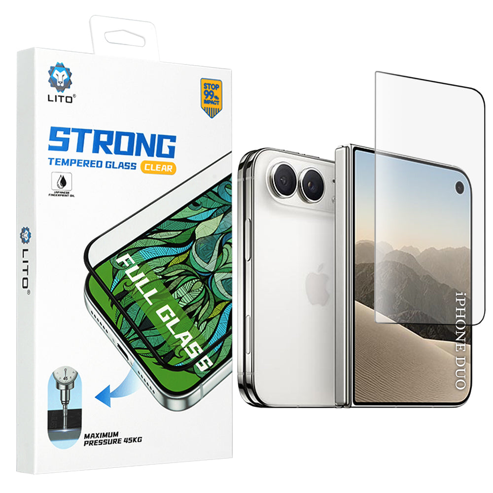 Lito D+ Max Strong Außendisplay-Schutzfolie für Apple iPhone Duo, gehärtetes Glas, Vollkleber, schwarz