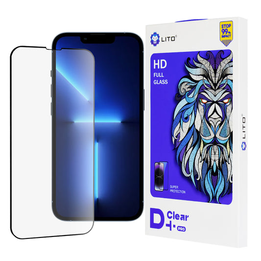 Lito D+ Pro Displayschutzfolie für Apple iPhone 14 Plus / 13 Pro Max, gehärtetes Glas, Full Glue, Schwarz