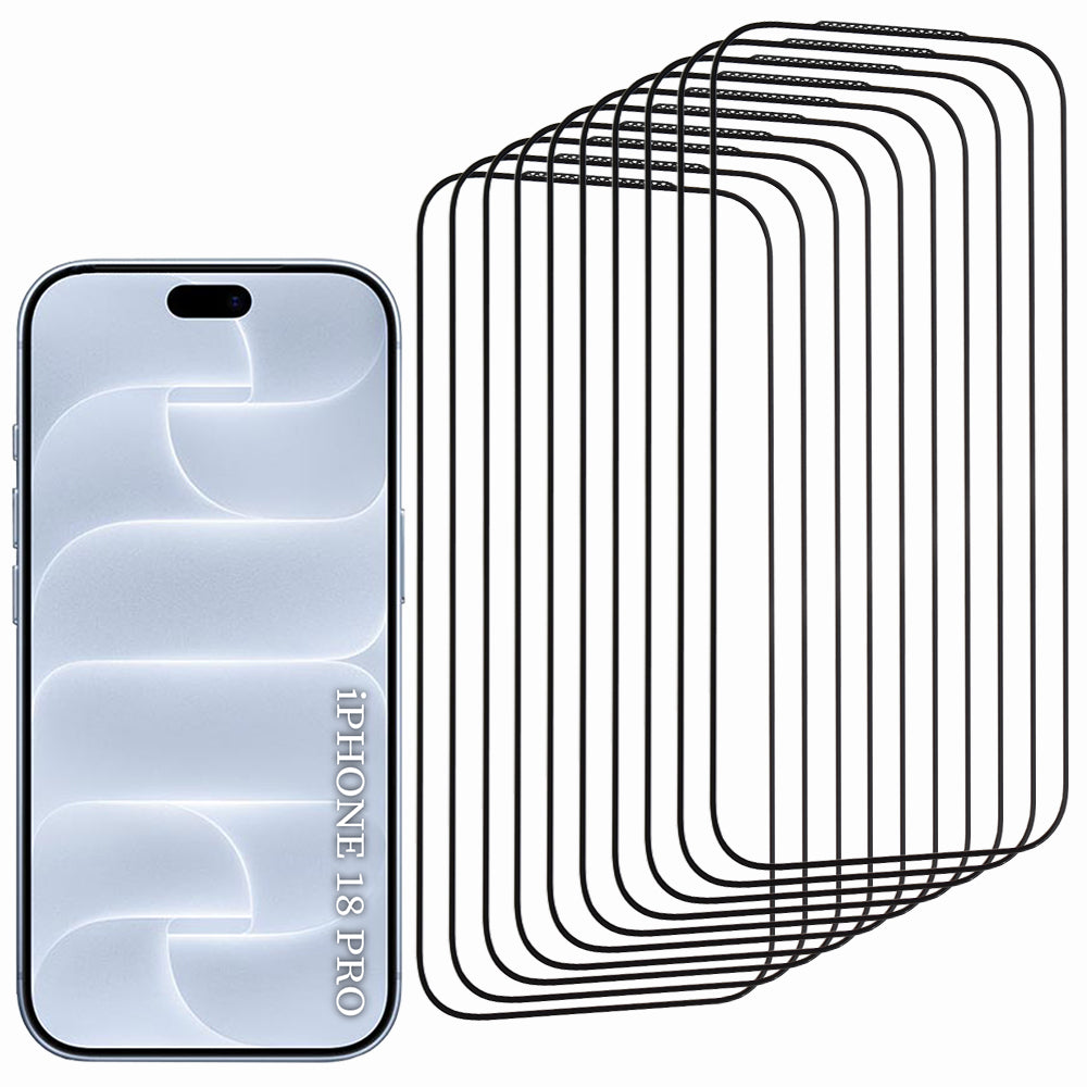 Lito HD Pro Displayschutzfolie für Apple iPhone 18 Pro / 17 Pro, gehärtetes Glas, vollflächig klebend, 10er-Set, Schwarz