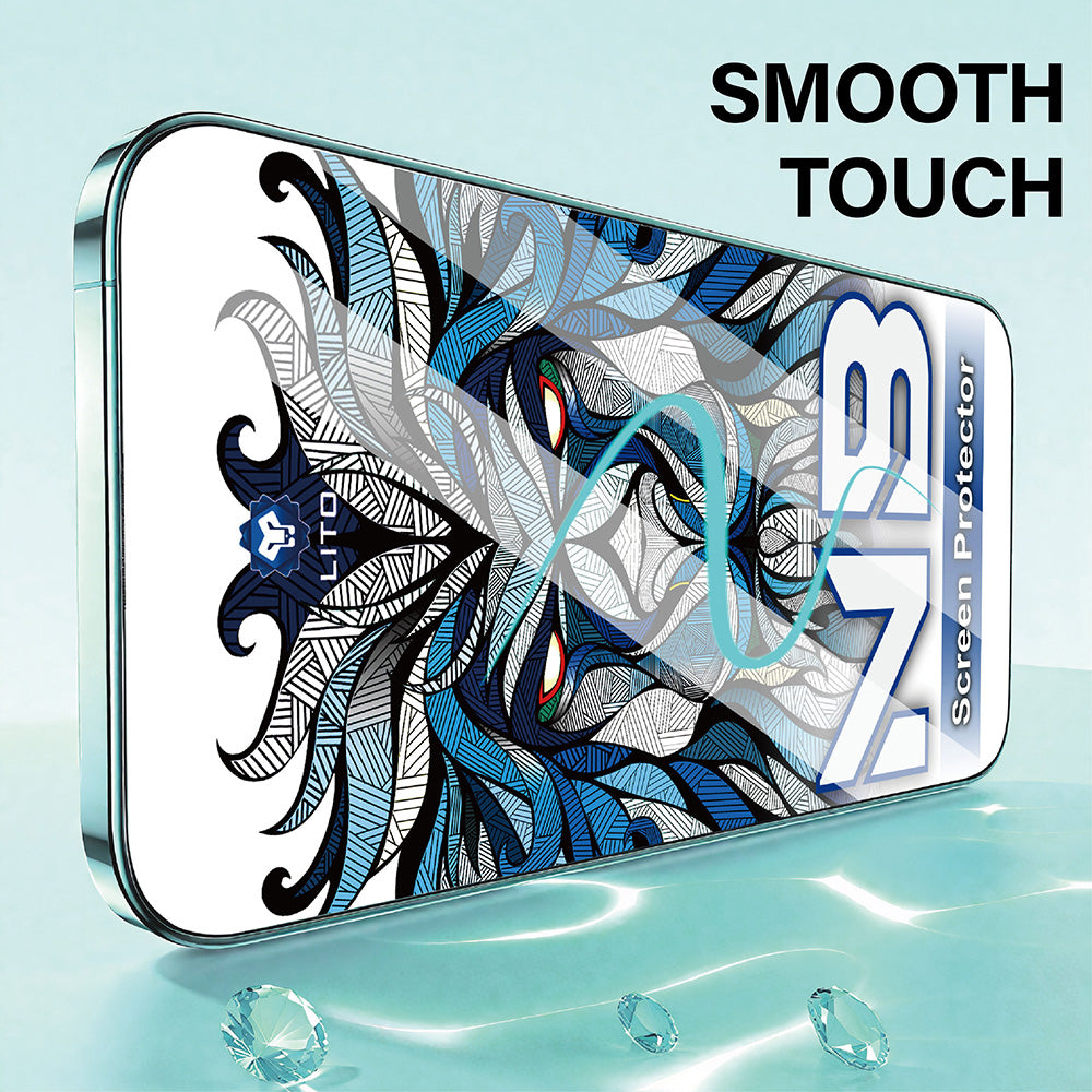 Schutzfolie Lito NB Bildschirm für Apple iPhone 17 / 16 Pro, Gehärtetes Glas, Vollkleber, Schwarz