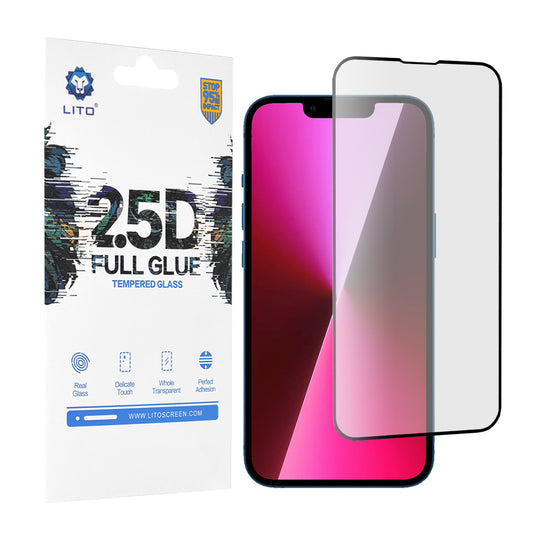 Lito Displayschutzfolie für Apple iPhone 14 / 13 Pro / 13, gehärtetes Glas, Full Glue, 2.5D, Schwarz