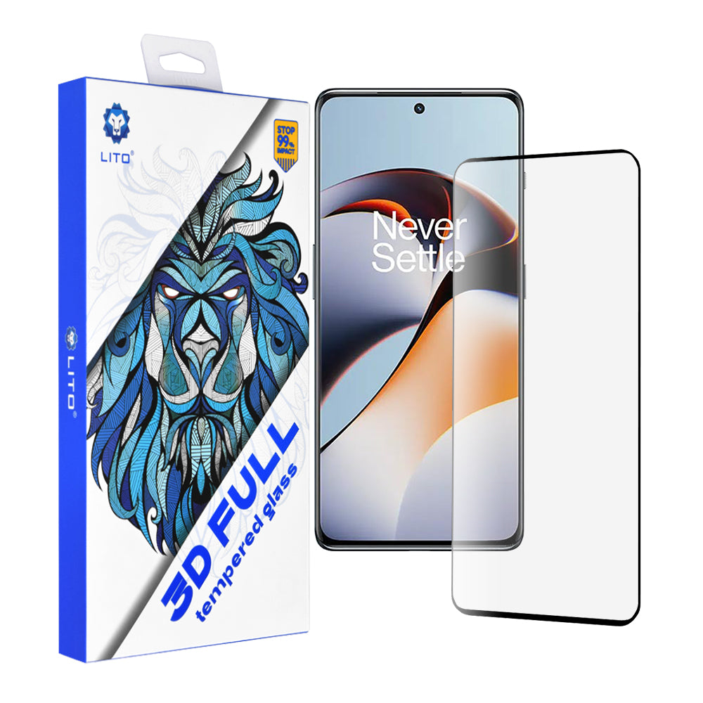 Lito Displayschutzfolie für OnePlus 11R, gehärtetes Glas, Full Glue, 3D, Schwarz