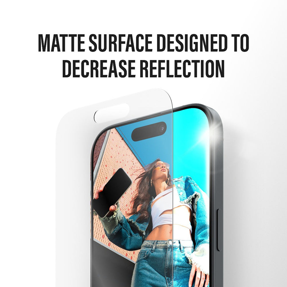 Schutzfolie Matte PanzerGlass Armor EasyAligner für Apple iPhone 17 / 16 Pro, Gehärtetes Glas, Vollverklebung
