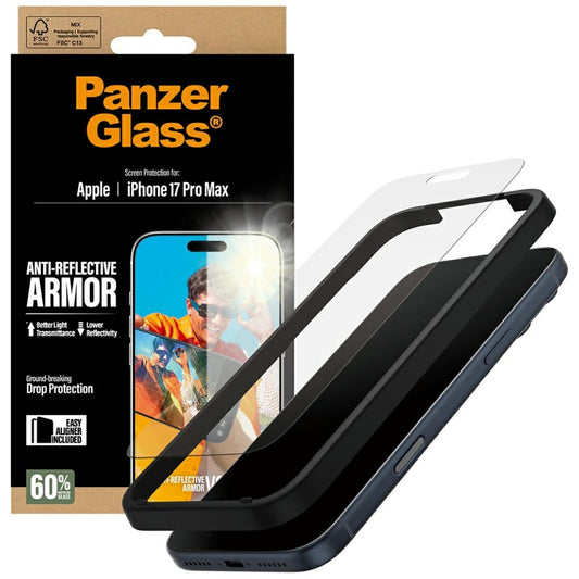 Schutzfolie Matte PanzerGlass Armor EasyAligner für Apple iPhone 17 Pro Max, Gehärtetes Glas, Vollkleber