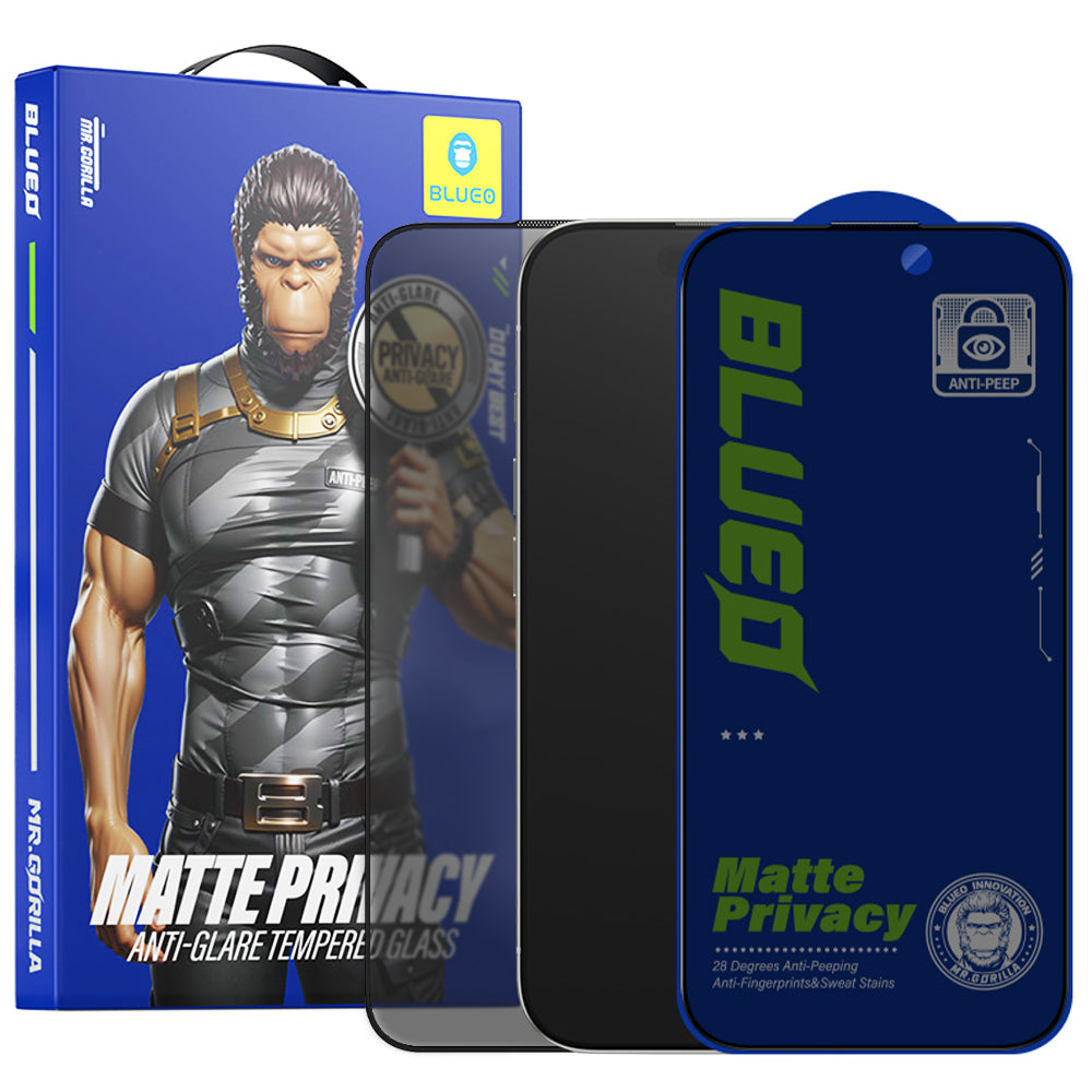Matt Privacy Blueo Anti-Peep Displayschutzfolie für Apple iPhone 15 Pro, gehärtetes Glas, Vollklebung