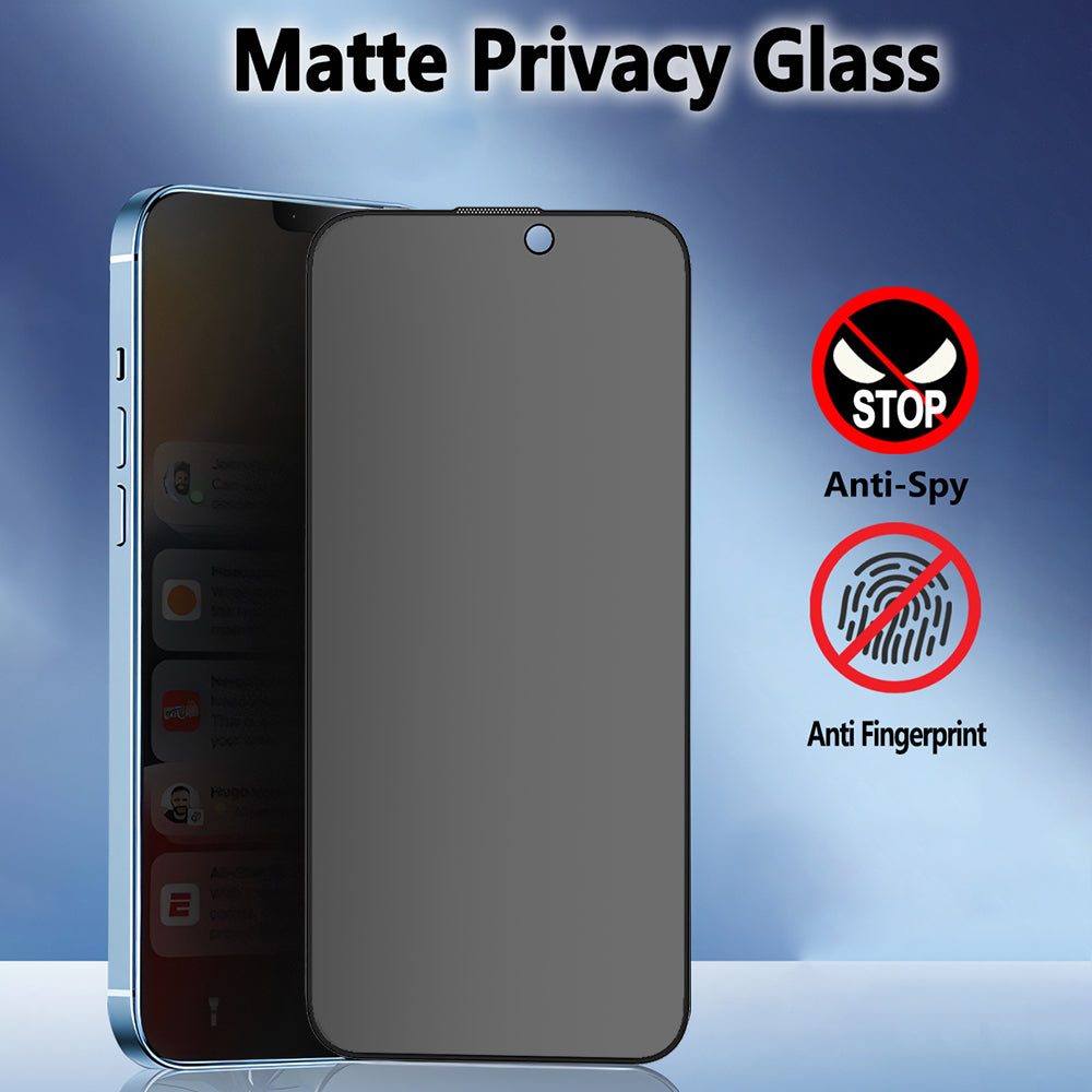 Matt Privacy Blueo Anti-Peep Displayschutzfolie für Apple iPhone 15 Pro, gehärtetes Glas, Vollklebung