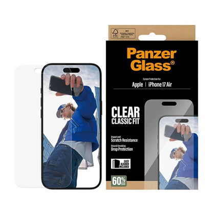Schutzfolie PanzerGlass Classic Fit EasyAligner für Apple iPhone 17 Air, gehärtetes Glas, Vollkleber