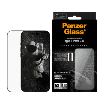 Schutzfolie PanzerGlass Ultra-Wide Ceramic II EasyAligner für Apple iPhone 17 Air, gehärtetes Glas, Full Glue, Schwarz