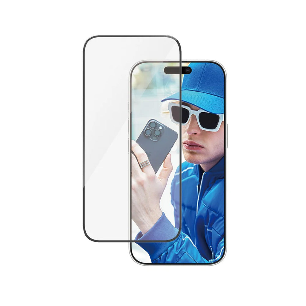 Schutzfolie PanzerGlass Ultra-Wide Fit für Apple iPhone 16 Plus / 15 Plus, gehärtetes Glas, Full Glue, Schwarz