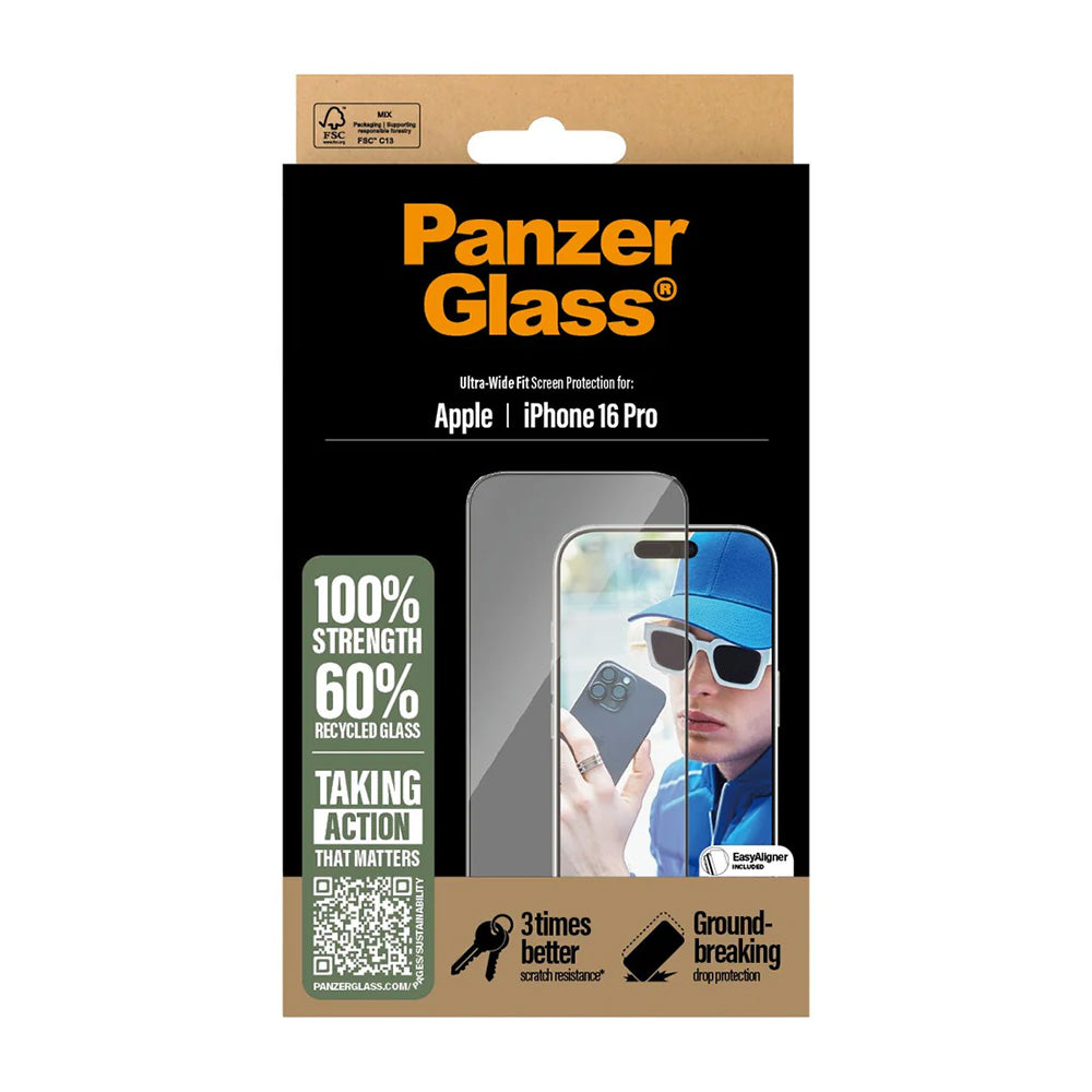 Schutzfolie PanzerGlass Ultra-Wide Fit für Apple iPhone 16 Plus / 15 Plus, gehärtetes Glas, Full Glue, Schwarz
