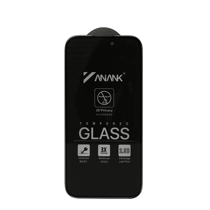 Privacy-Schutzfolie Anank 3X Verstärkt für Apple iPhone 14 Pro Max, Sicherheitsglas, Vollkleber, 2.5D