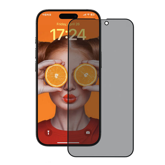 Privacy-Schutzfolie Anank 3X Verstärkt für Apple iPhone 15 Pro, Sicherheitsglas, Vollkleber, 2.5D