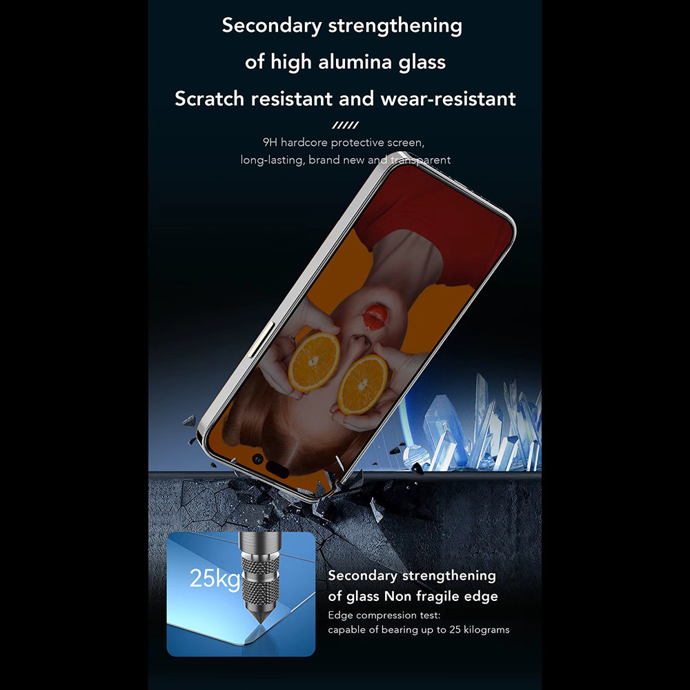 Privacy-Schutzfolie Anank 3X Verstärkt für Apple iPhone 16 Pro Max, Sicherheitsglas, Vollkleber, 2.5D