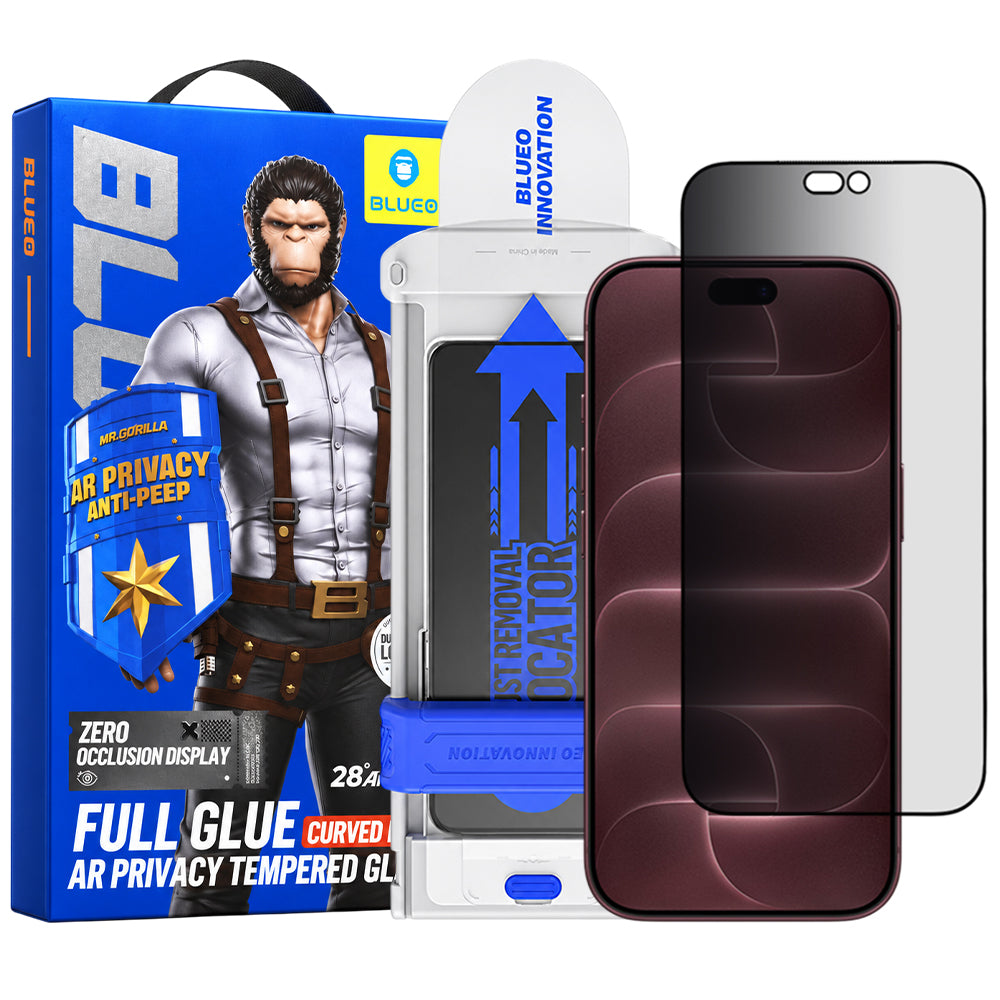 Blueo Anti-Peep-AR-Displayschutzfolie Privacy Applicator Pro für Apple iPhone 18 Pro Max, gehärtetes Glas, Full Glue, 3D