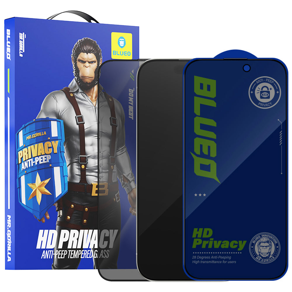 Privacy-Schutzfolie Blueo Anti-Peep für Apple iPhone 12 / 12 Pro, gehärtetes Glas, Vollkleber