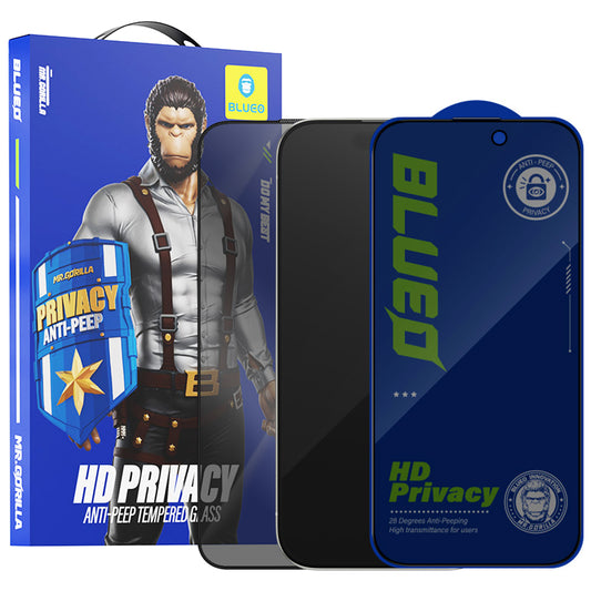 Privacy-Schutzfolie Blueo Anti-Peep für Apple iPhone 15 Pro Max, gehärtetes Glas, Vollkleber
