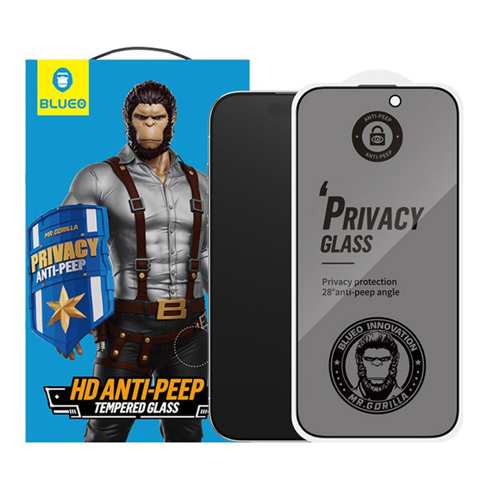 Schutzfolie Privacy Blueo Anti-Peep für Apple iPhone 17 Pro Max / 16 Pro Max, Gehärtetes Glas, Vollverklebung, Set mit 5 Stück