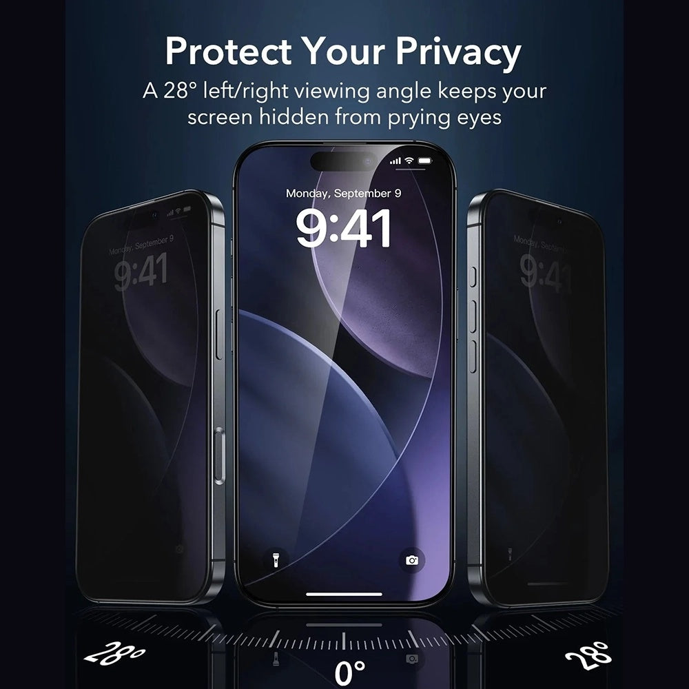 Schutzfolie Ecran Privacy ESR Armorite UltraFit für Apple iPhone 17 Air, Gehärtetes Glas, Vollverklebung, Set 3 Stück