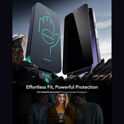 Schutzfolie Ecran Privacy ESR Armorite UltraFit für Apple iPhone 17 Pro Max, Gehärtetes Glas, Vollverklebung, Set 3 Stück