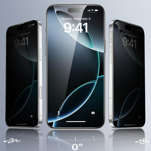 Schutzfolie Ecran Privacy ESR für Apple iPhone 17 Pro Max, gehärtetes Glas, Full Glue, Set 3 Stück