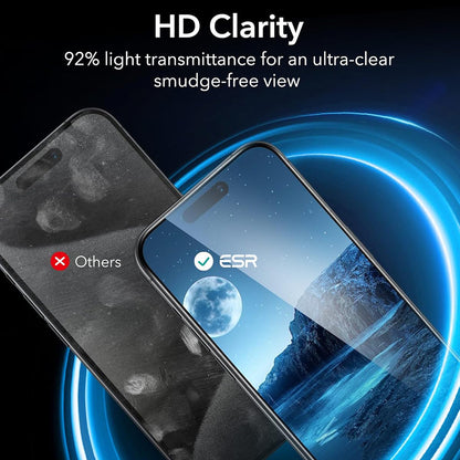 Schutzfolie Ecran Privacy ESR für Apple iPhone 17 Pro, Gehärtetes Glas, Vollverklebung, Set mit 3 Stück
