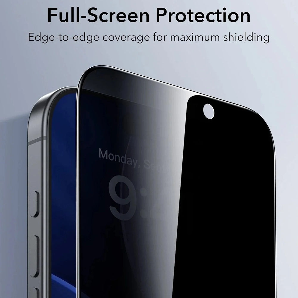 Privacy-Schutzfolie ESR UltraFit Classic für Apple iPhone 18 Pro, gehärtetes Glas, Full Glue, 3er-Set
