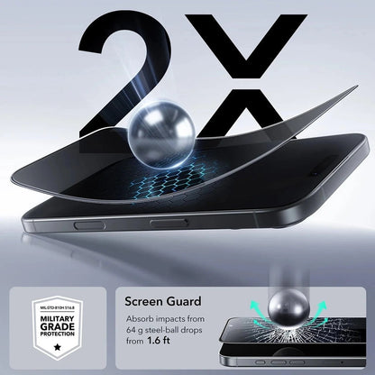Schutzfolie Ecran Privacy ESR UltraFit für Apple iPhone 17 Pro Max, Gehärtetes Glas, Vollverklebung, Set 3 Stück
