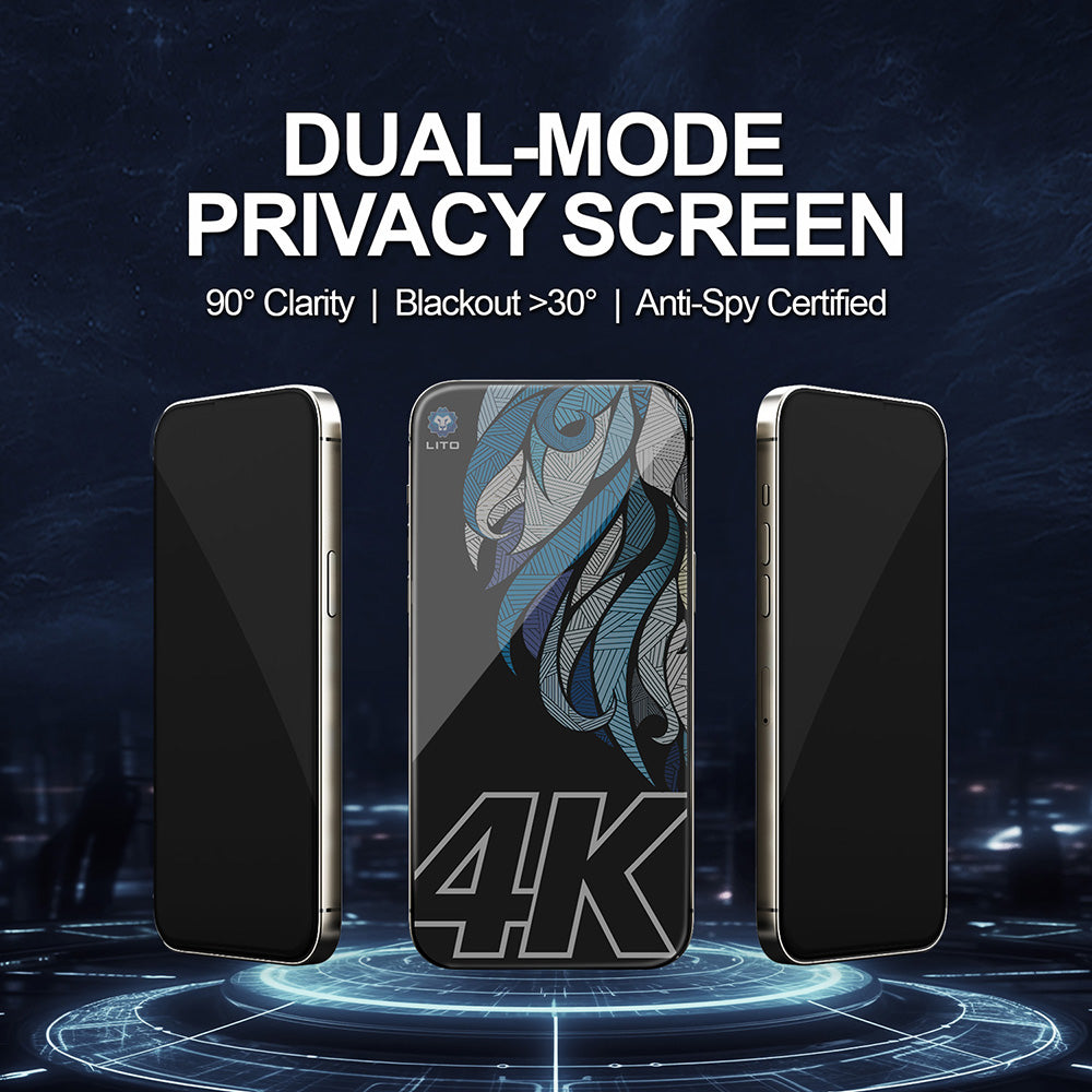 Schutzfolie Privacy Lito D+ Max 4K für Apple iPhone 17 Pro Max, Gehärtetes Glas, Vollverklebung