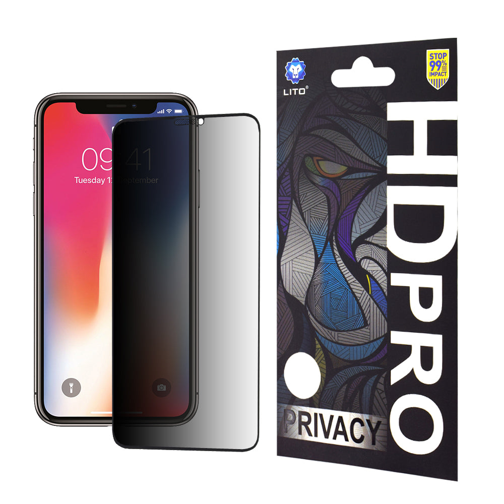 Privacy-Schutzfolie Lito HD Pro für Apple iPhone 11 Pro / XS / X, gehärtetes Glas, Full Glue