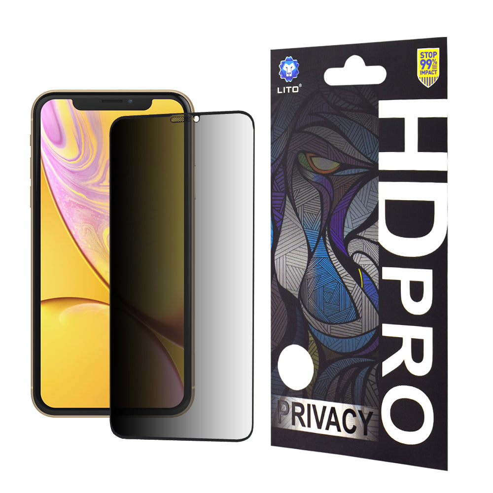 Privacy-Schutzfolie Lito HD Pro für Apple iPhone 11 / XR, gehärtetes Glas, Vollkleber