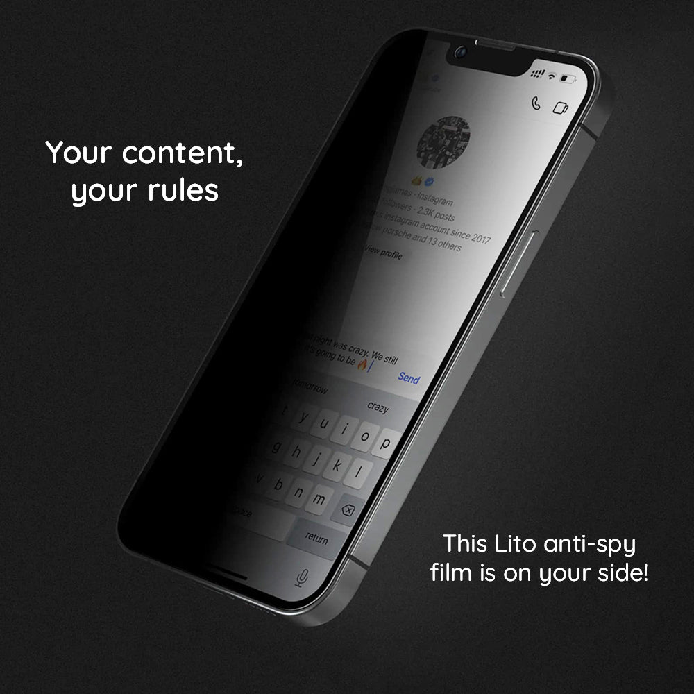 Privacy-Schutzfolie Lito HD Pro für Apple iPhone 15 Plus, gehärtetes Glas, Full Glue