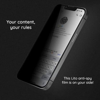 Privacy-Schutzfolie Lito HD Pro für Apple iPhone 15 Plus, gehärtetes Glas, Full Glue