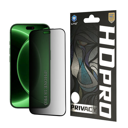 Privacy-Schutzfolie Lito HD Pro für Apple iPhone 18 Pro, gehärtetes Glas, Full Glue