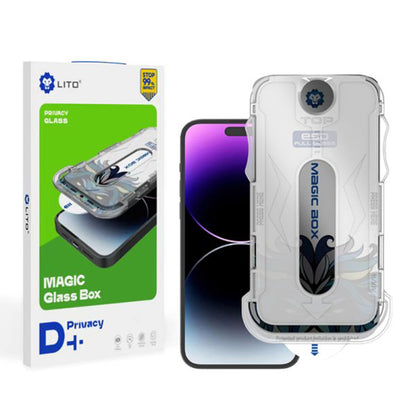 Privacy-Schutzfolie Lito Magic Glass Box D+ Tools für Apple iPhone 12 Pro Max, gehärtetes Glas, Full Glue