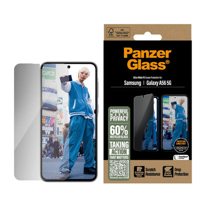 Schutzfolie Privacy PanzerGlass Ultra-Wide Fit für Samsung Galaxy A56 A566, gehärtetes Glas, Full Glue