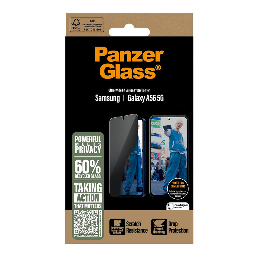 Schutzfolie Privacy PanzerGlass Ultra-Wide Fit für Samsung Galaxy A56 A566, gehärtetes Glas, Full Glue