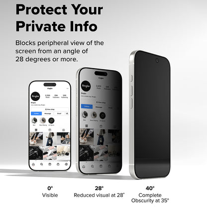 Privacy-Schutzfolie Ringke Easy Slide für Apple iPhone 17 Pro Max, gehärtetes Glas, Full Glue, 2er-Set
