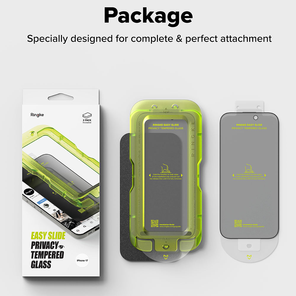 Privacy-Schutzfolie Ringke Easy Slide für Apple iPhone 17 Pro Max, gehärtetes Glas, Full Glue, 2er-Set