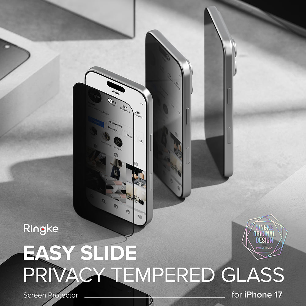Privacy-Schutzfolie Ringke Easy Slide für Apple iPhone 17 Pro Max, gehärtetes Glas, Full Glue, 2er-Set