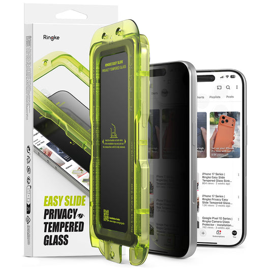 Privacy-Schutzfolie Ringke Easy Slide für Apple iPhone 18 Pro, gehärtetes Glas, Full Glue, 2er-Set