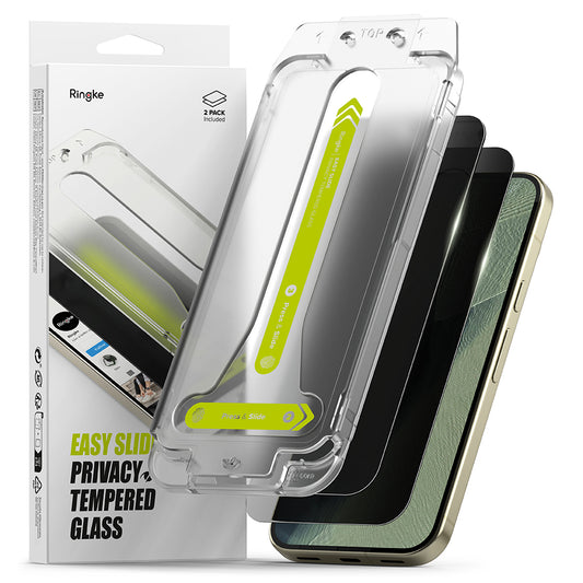 Privacy-Schutzfolie Ringke Easy Slide für Google Pixel 11 Pro / 10 Pro / 9 Pro, gehärtetes Glas, Vollkleber, 2 Stück Set