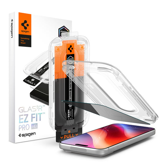 Privacy-Schutzfolie Spigen GlastR EZ FIT Pro HD für Apple iPhone 18 Pro, gehärtetes Glas, Full Glue AGL12028