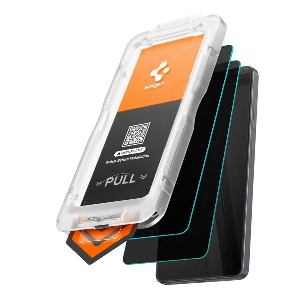 Displayschutzfolie Privacy Spigen GlastR EZ FIT Pro HD für Samsung Galaxy S26 Plus S947, gehärtetes Glas, Vollverklebung, Set mit 2 Stück AGL11085