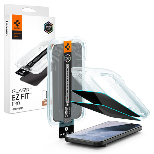 Privacy-Schutzfolie Spigen GlastR EZ FIT Pro für Google Pixel 11 Pro / 10 Pro, gehärtetes Glas, Vollkleber, 2 Stück Set AGL11481