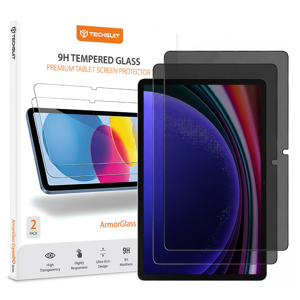 Privacy-Schutzfolie Techsuit ArmorGlass CrystalHD für Samsung Galaxy Tab S10 Lite, gehärtetes Glas, Vollkleber, 2er-Set