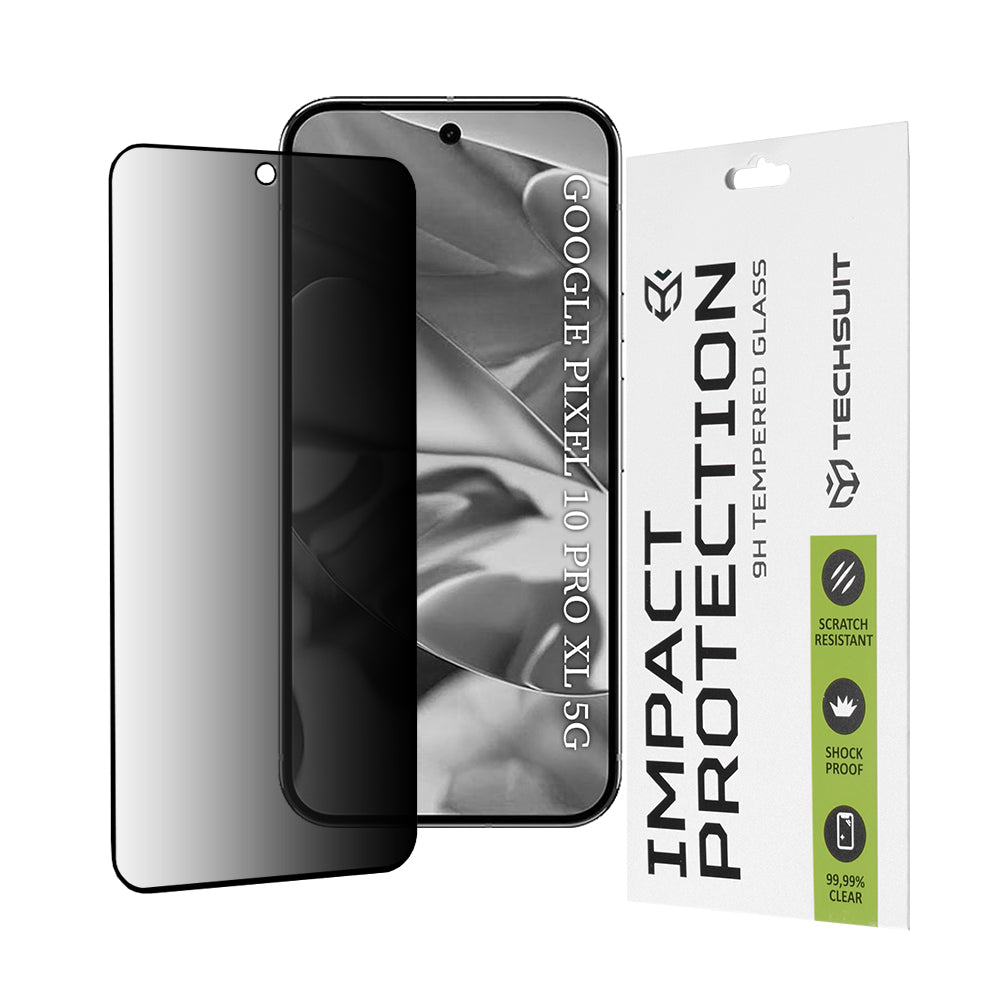 Privacy Techsuit Displayschutzfolie für Google Pixel 10 Pro XL, gehärtetes Glas, Full Glue, 111D