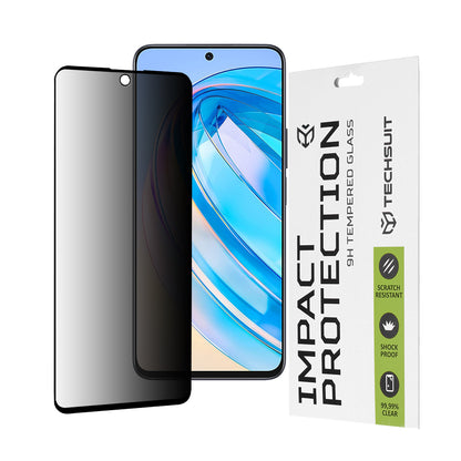 Privacy Techsuit Screen Protector Film for Honor X8a / X8 4G, Tempered Glass, Full Glue, 111D