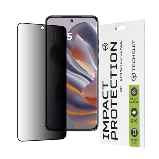Privacy Techsuit Displayschutzfolie für Motorola Edge 50 Neo, gehärtetes Glas, Full Glue, 111D